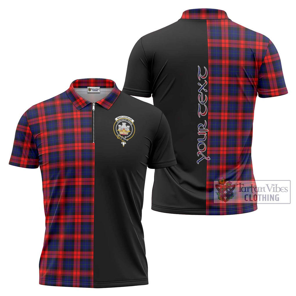 MacLachlan Modern Tartan Zipper Polo Shirt with Family Crest and Half Of Me Style Unisex - Tartanvibesclothing Shop