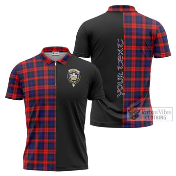 MacLachlan Modern Tartan Zipper Polo Shirt with Family Crest and Half Of Me Style