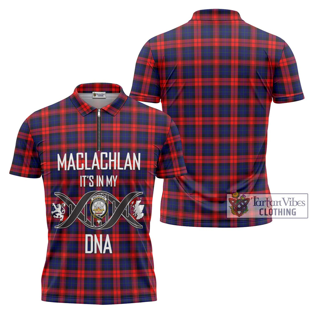 MacLachlan Modern Tartan Zipper Polo Shirt with Family Crest DNA In Me Style Unisex - Tartanvibesclothing Shop