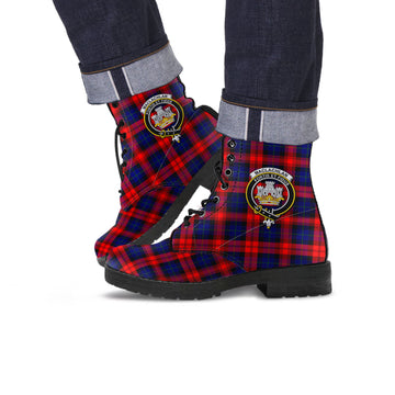 MacLachlan Modern Tartan Leather Boots with Family Crest