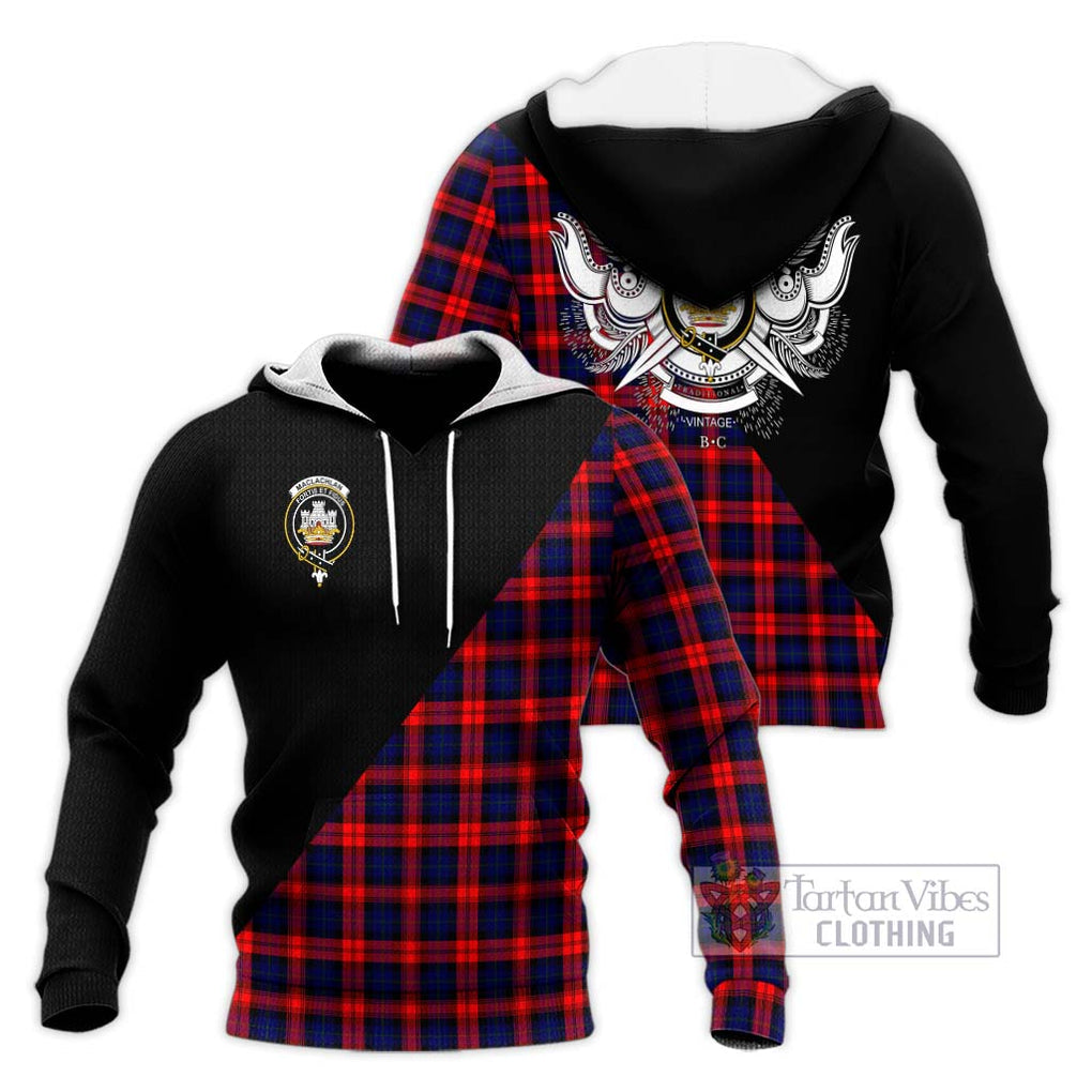 MacLachlan Modern Tartan Knitted Hoodie with Family Crest and Military Logo Style Unisex Knitted Pullover Hoodie - Tartanvibesclothing Shop