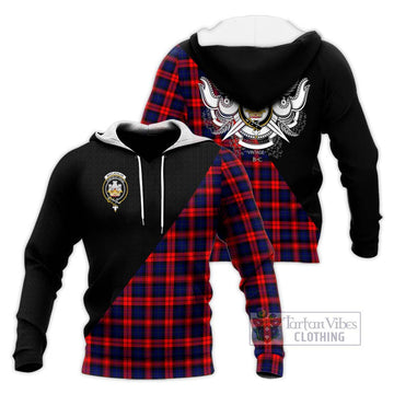 MacLachlan Modern Tartan Knitted Hoodie with Family Crest and Military Logo Style