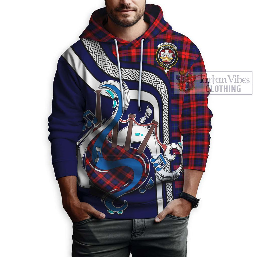 MacLachlan Modern Tartan Hoodie with Epic Bagpipe Style Zip Hoodie - Tartanvibesclothing Shop