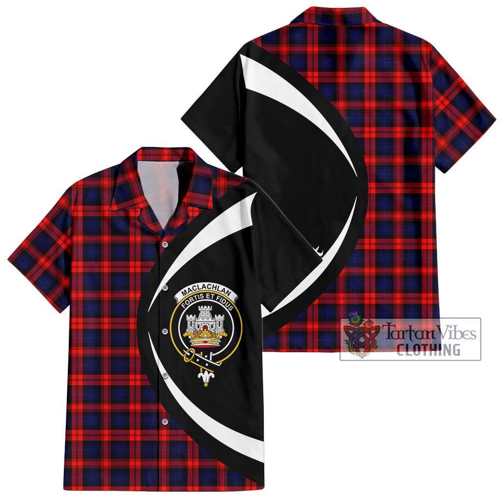 MacLachlan Modern Tartan Short Sleeve Button Up with Family Crest Circle Style Kid - Tartan Vibes Clothing