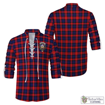 MacLachlan Modern Tartan Men's Scottish Traditional Jacobite Ghillie Kilt Shirt with Family Crest
