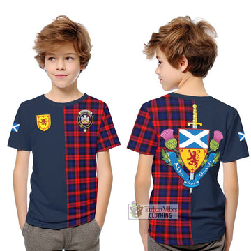 MacLachlan Modern Tartan Kid T-Shirt with Scottish Lion Royal Arm Half Style