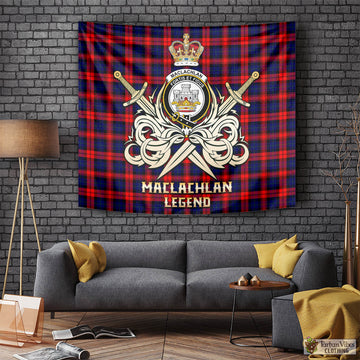 MacLachlan Modern Tartan Tapestry with Clan Crest and the Golden Sword of Courageous Legacy