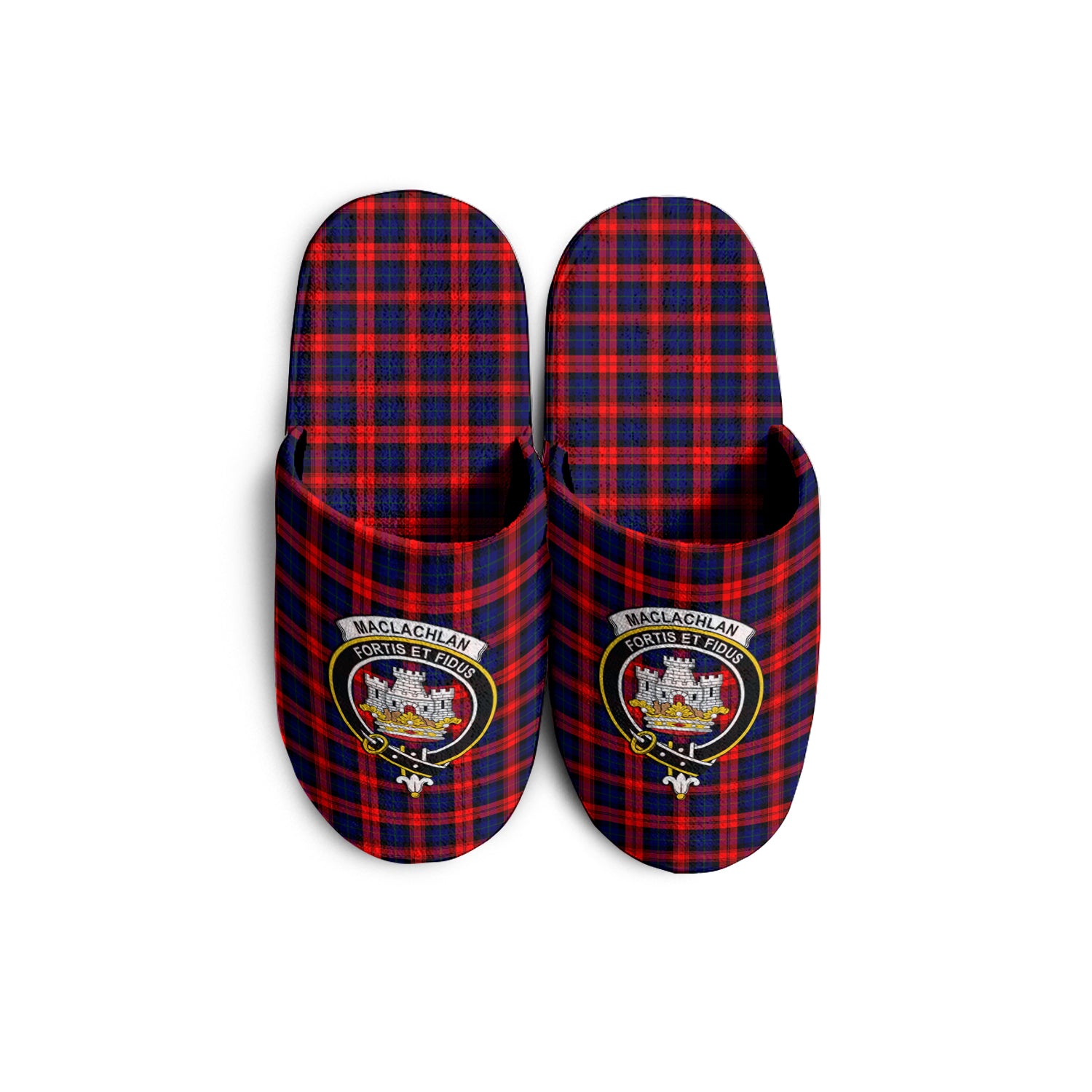 MacLachlan Modern Tartan Home Slippers with Family Crest - Tartanvibesclothing