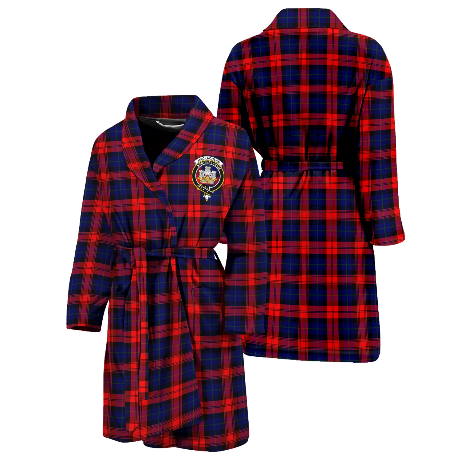 MacLachlan Modern Tartan Bathrobe with Family Crest Unisex S - Tartan Vibes Clothing