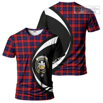 MacLachlan Modern Tartan T-Shirt with Family Crest Circle Style