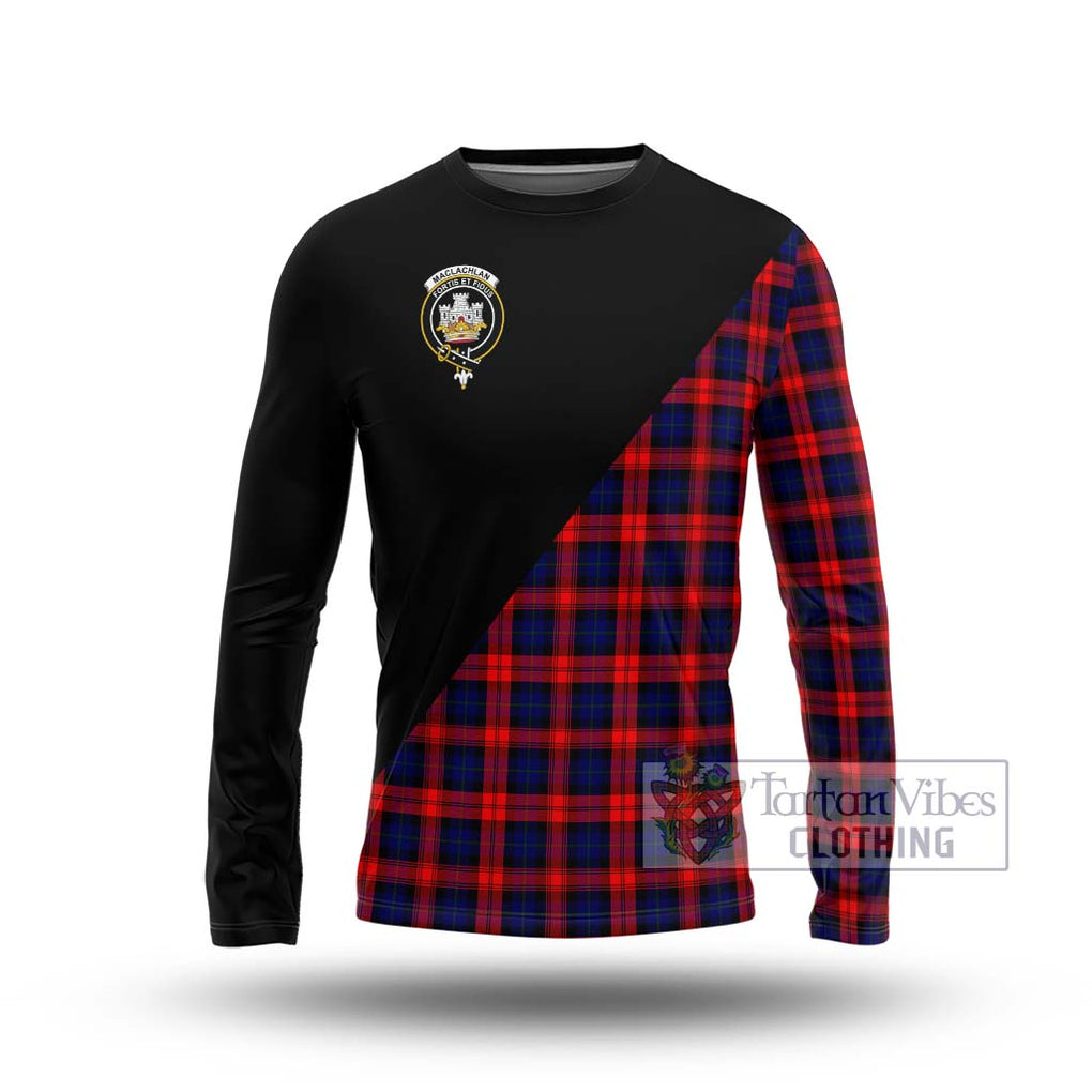 MacLachlan Modern Tartan Long Sleeve T-Shirt with Family Crest and Military Logo Style Unisex - Tartanvibesclothing Shop