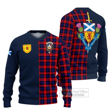 MacLachlan Modern Tartan Knitted Sweater with Scottish Lion Royal Arm Half Style