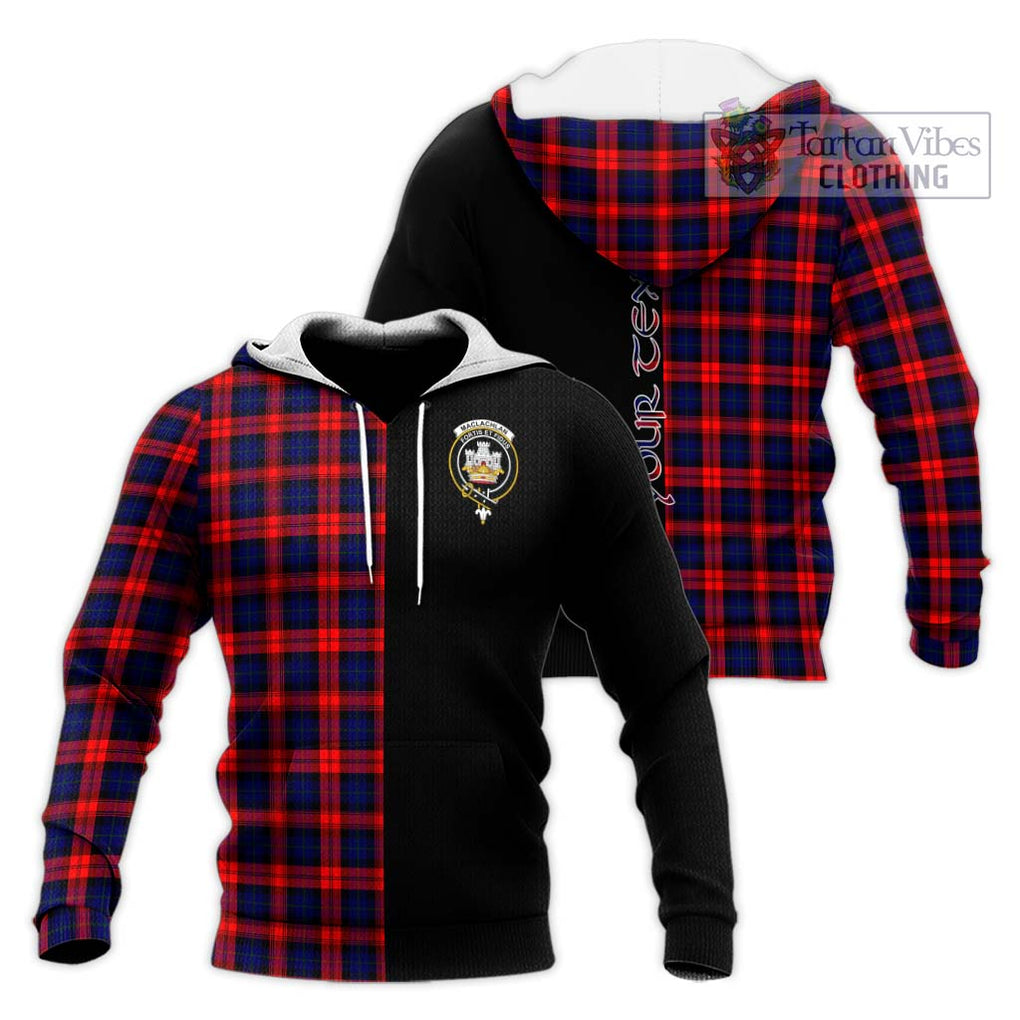 MacLachlan Modern Tartan Knitted Hoodie with Family Crest and Half Of Me Style Unisex Knitted Pullover Hoodie - Tartanvibesclothing Shop