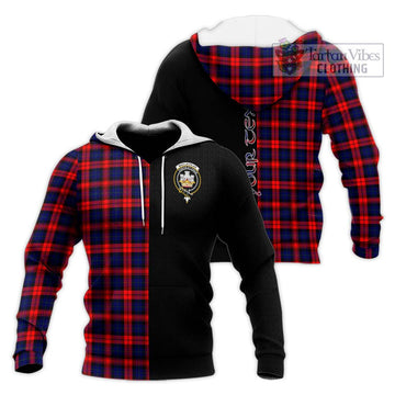 MacLachlan Modern Tartan Knitted Hoodie with Family Crest and Half Of Me Style