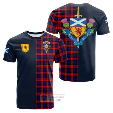 MacLachlan Modern Tartan Cotton T-shirt with Scottish Lion Royal Arm Half Style