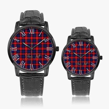 MacLachlan Modern Tartan Personalized Your Text Leather Trap Quartz Watch