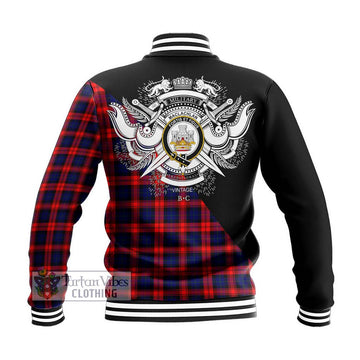 MacLachlan Modern Tartan Baseball Jacket with Family Crest and Military Logo Style