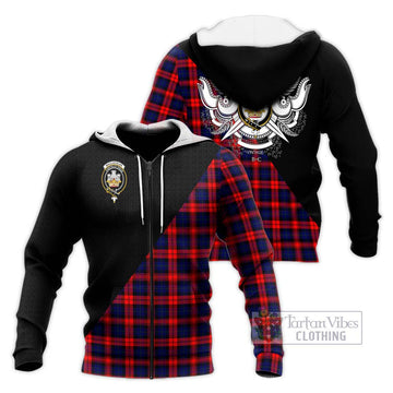 MacLachlan Modern Tartan Knitted Hoodie with Family Crest and Military Logo Style