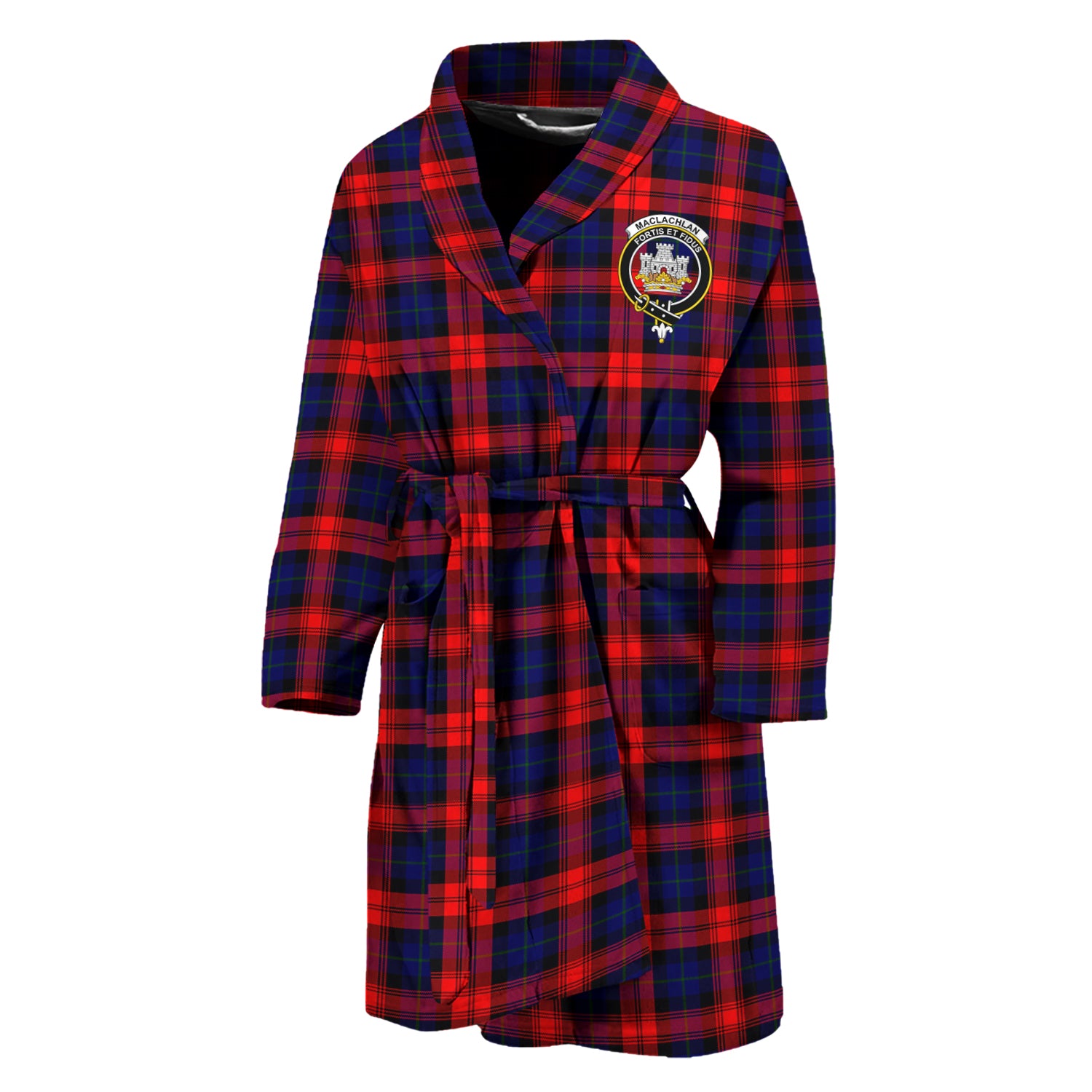 MacLachlan Modern Tartan Bathrobe with Family Crest Unisex M - Tartan Vibes Clothing