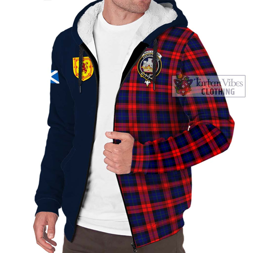 Tartan Vibes Clothing MacLachlan Modern Tartan Sherpa Hoodie with Scottish Lion Royal Arm Half Style