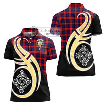 MacLachlan Modern Tartan Women's Polo Shirt with Family Crest and Celtic Symbol Style