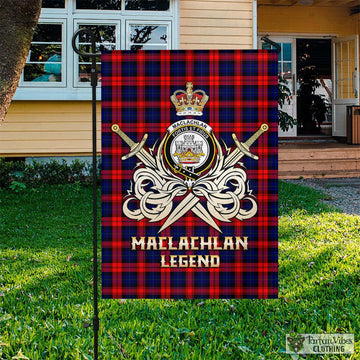 MacLachlan Modern Tartan Flag with Clan Crest and the Golden Sword of Courageous Legacy
