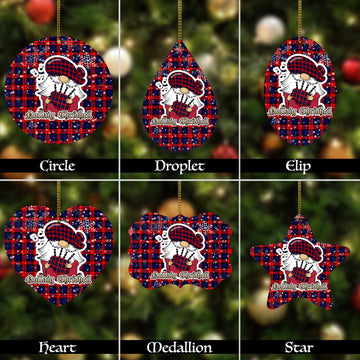 MacLachlan Modern Tartan Christmas Ornaments with Scottish Gnome Playing Bagpipes