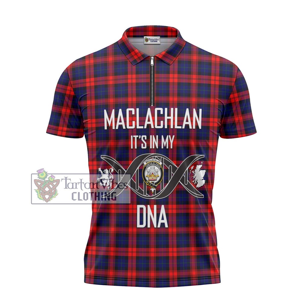 MacLachlan Modern Tartan Zipper Polo Shirt with Family Crest DNA In Me Style - Tartanvibesclothing Shop