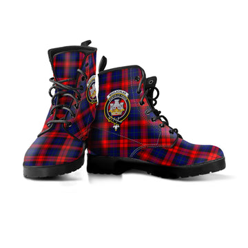 MacLachlan Modern Tartan Leather Boots with Family Crest