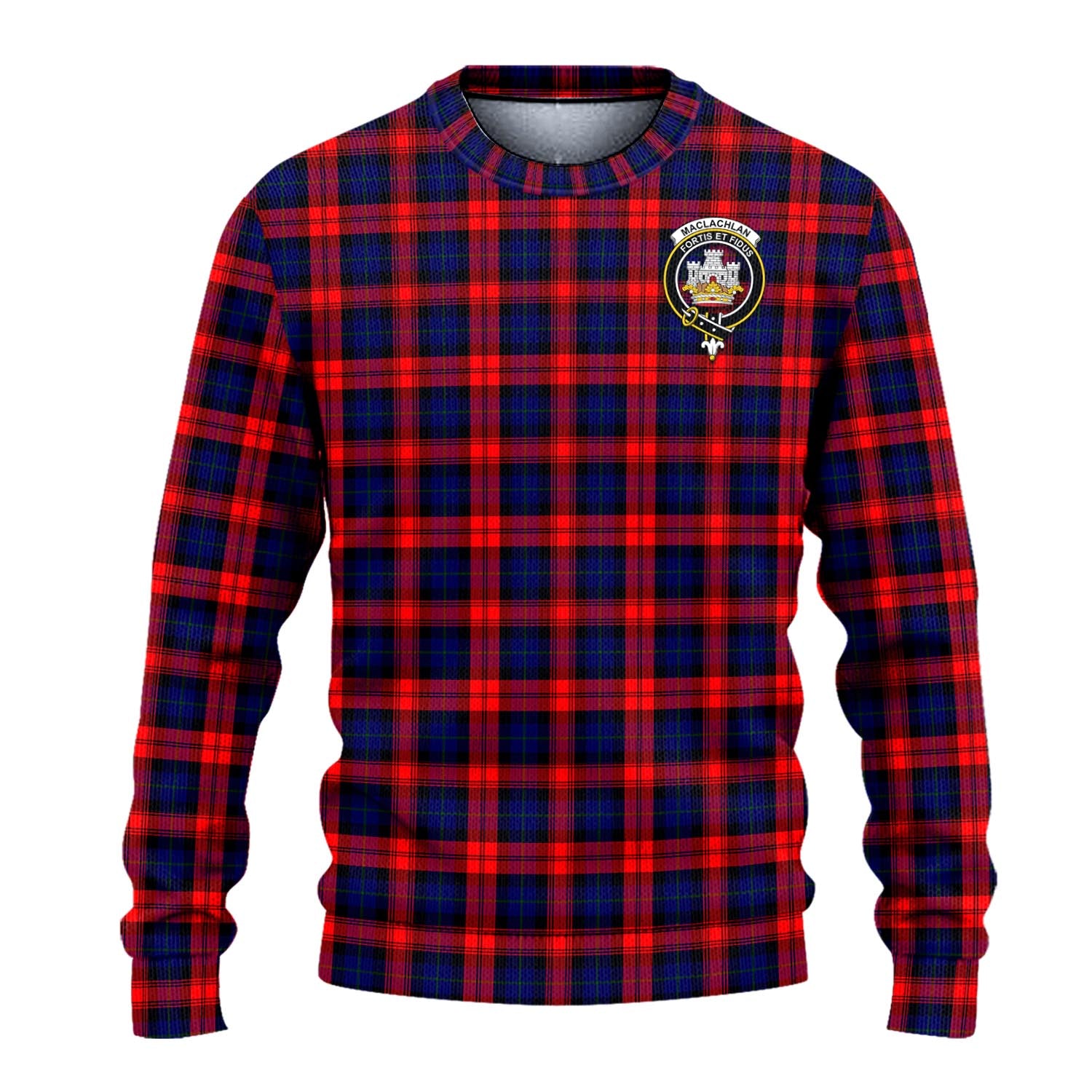 MacLachlan Modern Tartan Knitted Sweater with Family Crest - Tartanvibesclothing