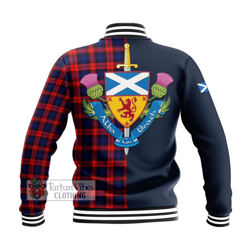 Tartan Vibes Clothing MacLachlan Modern Tartan Baseball Jacket with Scottish Lion Royal Arm Half Style