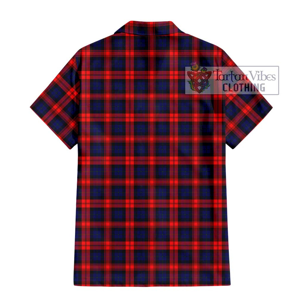 MacLachlan Modern Tartan Short Sleeve Button Shirt with Family Crest DNA In Me Style - Tartanvibesclothing Shop