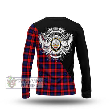 MacLachlan Modern Tartan Long Sleeve T-Shirt with Family Crest and Military Logo Style