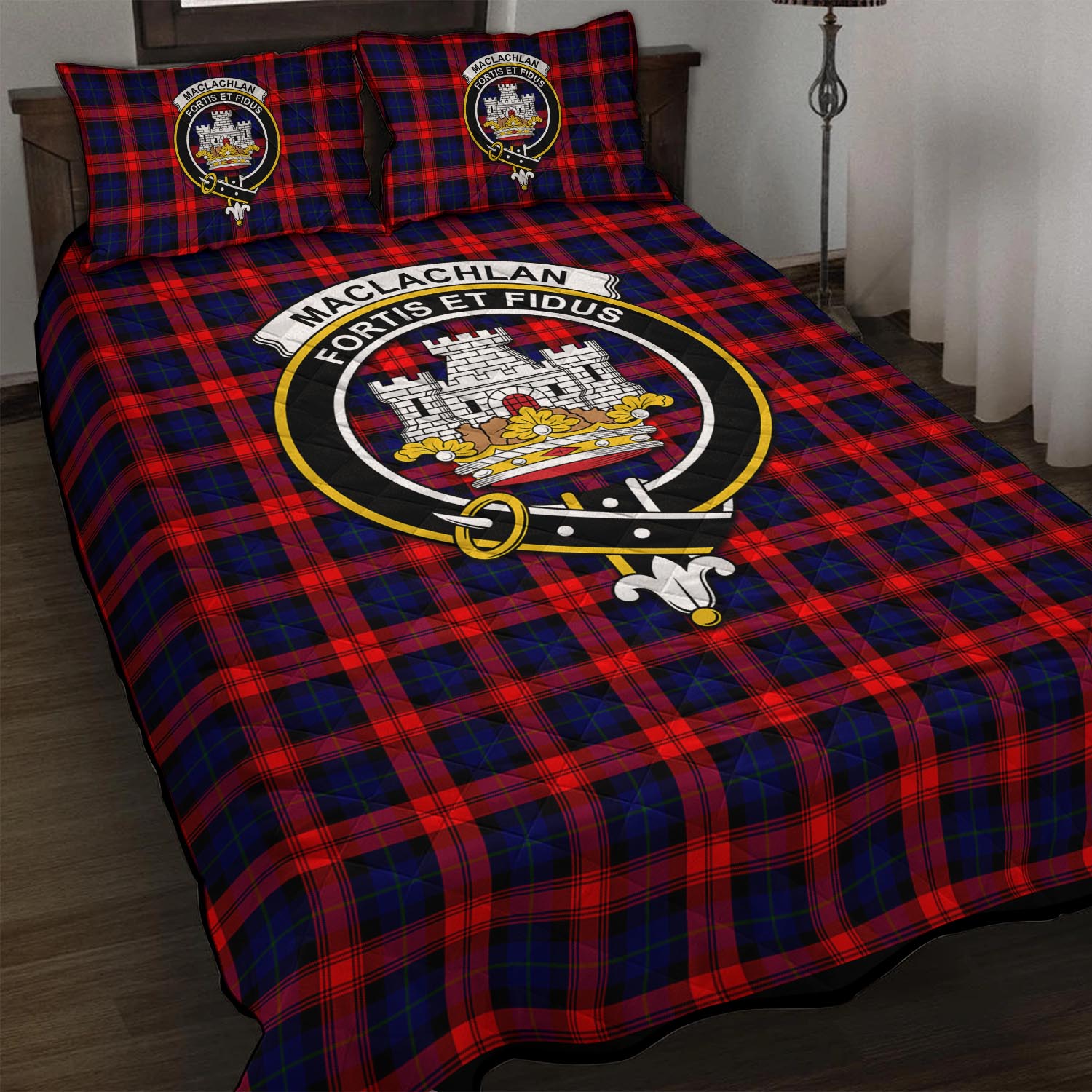 MacLachlan Modern Tartan Quilt Bed Set with Family Crest - Tartanvibesclothing