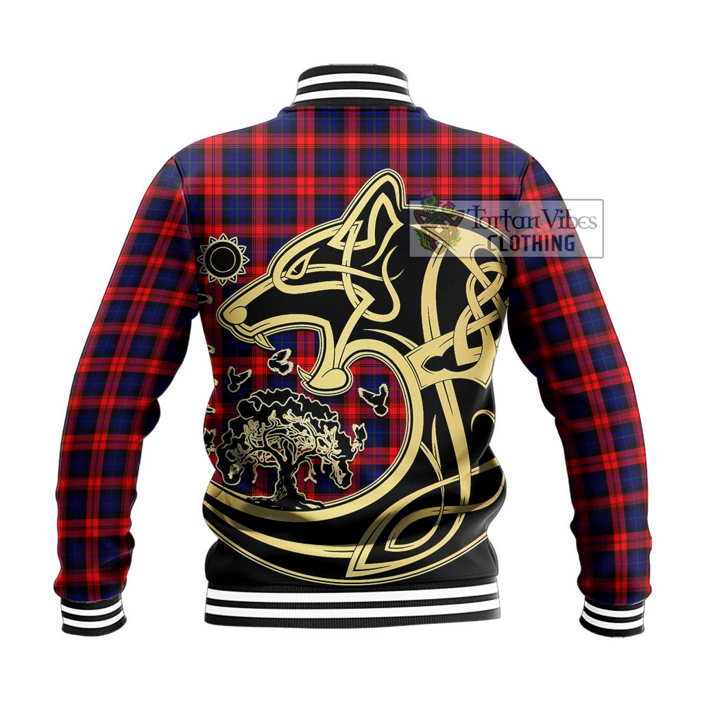Tartan Vibes Clothing MacLachlan Modern Tartan Baseball Jacket with Family Crest Celtic Wolf Style