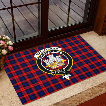 MacLachlan Modern Tartan Door Mat with Family Crest