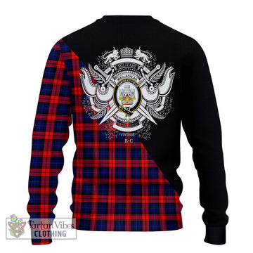 MacLachlan Modern Tartan Ugly Sweater with Family Crest and Military Logo Style