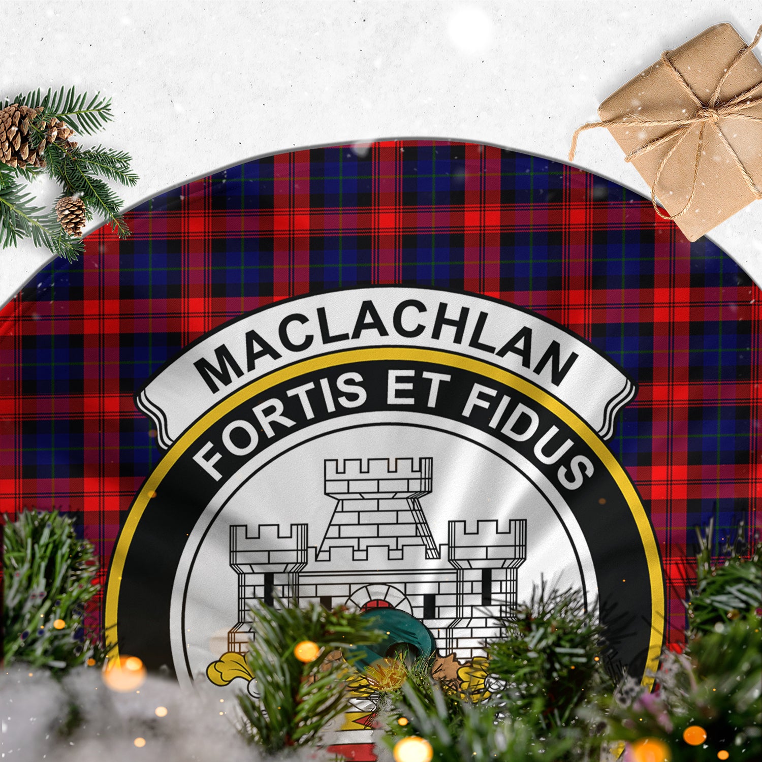 MacLachlan Modern Tartan Christmas Tree Skirt with Family Crest - Tartanvibesclothing