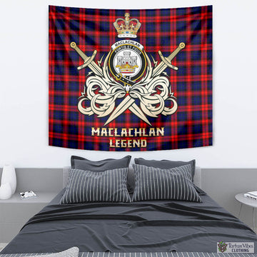 MacLachlan Modern Tartan Tapestry with Clan Crest and the Golden Sword of Courageous Legacy