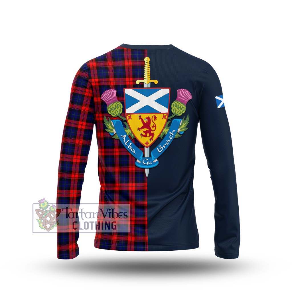 Tartan Vibes Clothing MacLachlan Modern Tartan Long Sleeve T-Shirt with Scottish Lion Royal Arm Half Style