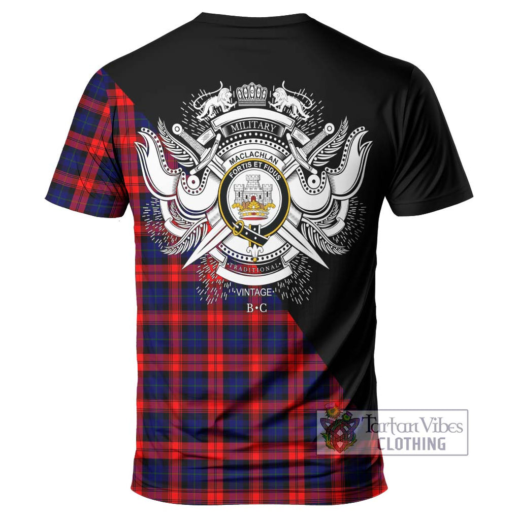 MacLachlan Modern Tartan T-Shirt with Family Crest and Military Logo Style - Tartanvibesclothing Shop