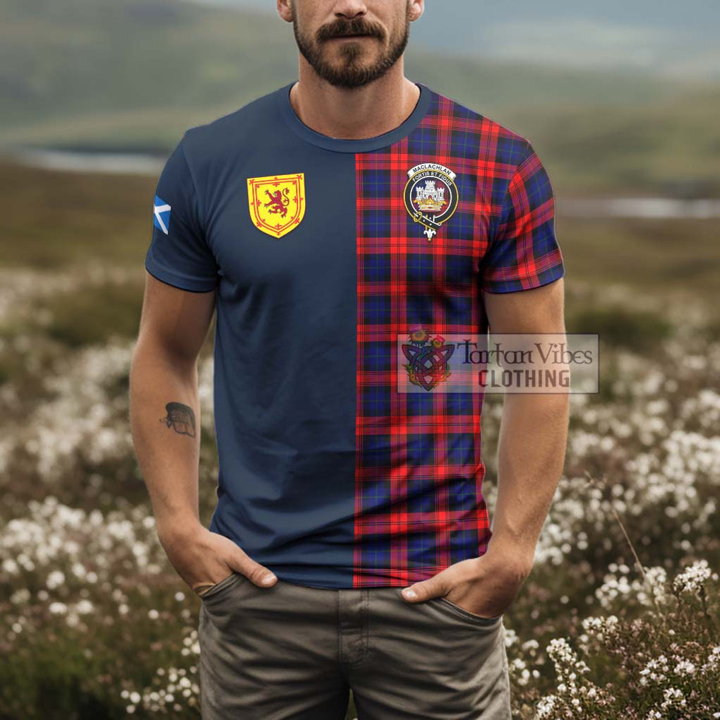 Tartan Vibes Clothing MacLachlan Modern Tartan T-Shirt Alba with Scottish Lion Royal Arm Half Style