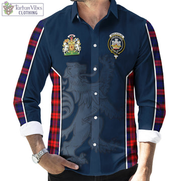 MacLachlan Modern Tartan Long Sleeve Button Up Shirt with Family Crest and Lion Rampant Vibes Sport Style