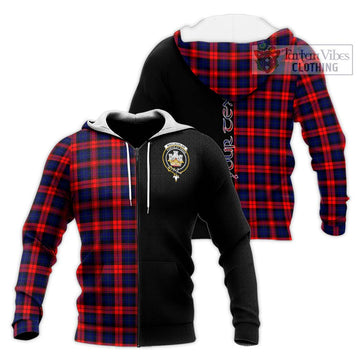 MacLachlan Modern Tartan Knitted Hoodie with Family Crest and Half Of Me Style