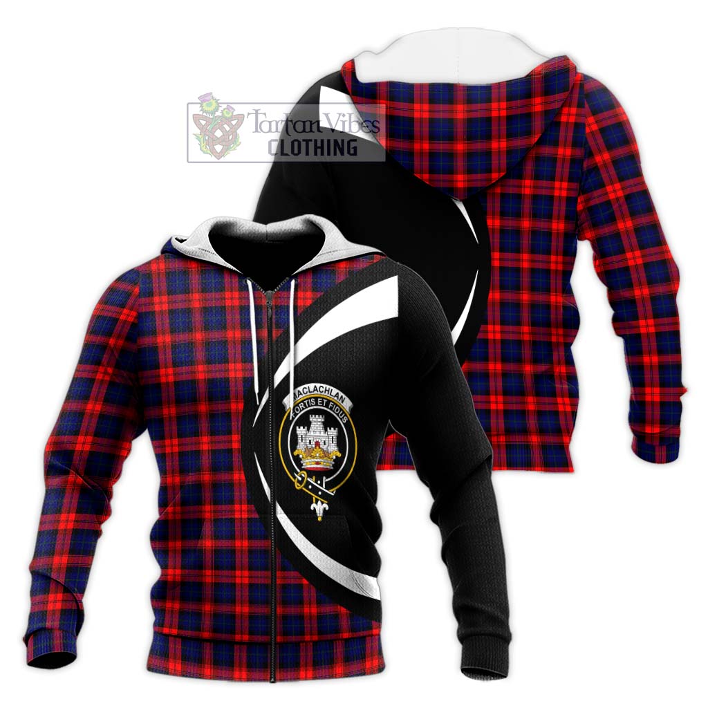 MacLachlan Modern Tartan Knitted Hoodie with Family Crest Circle Style Unisex Knitted Zip Hoodie - Tartan Vibes Clothing