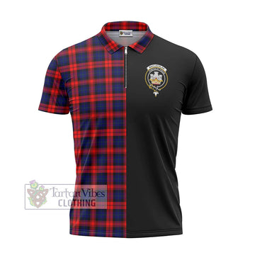 MacLachlan Modern Tartan Zipper Polo Shirt with Family Crest and Half Of Me Style