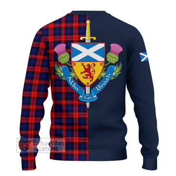 MacLachlan Modern Tartan Knitted Sweater with Scottish Lion Royal Arm Half Style