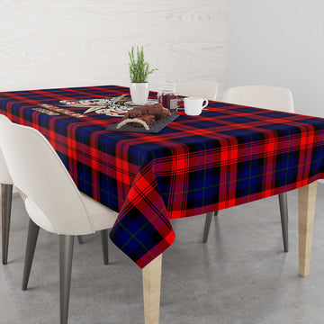 MacLachlan Modern Tartan Tablecloth with Clan Crest and the Golden Sword of Courageous Legacy