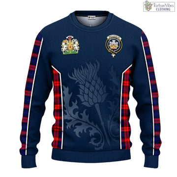 MacLachlan Modern Tartan Knitted Sweatshirt with Family Crest and Scottish Thistle Vibes Sport Style