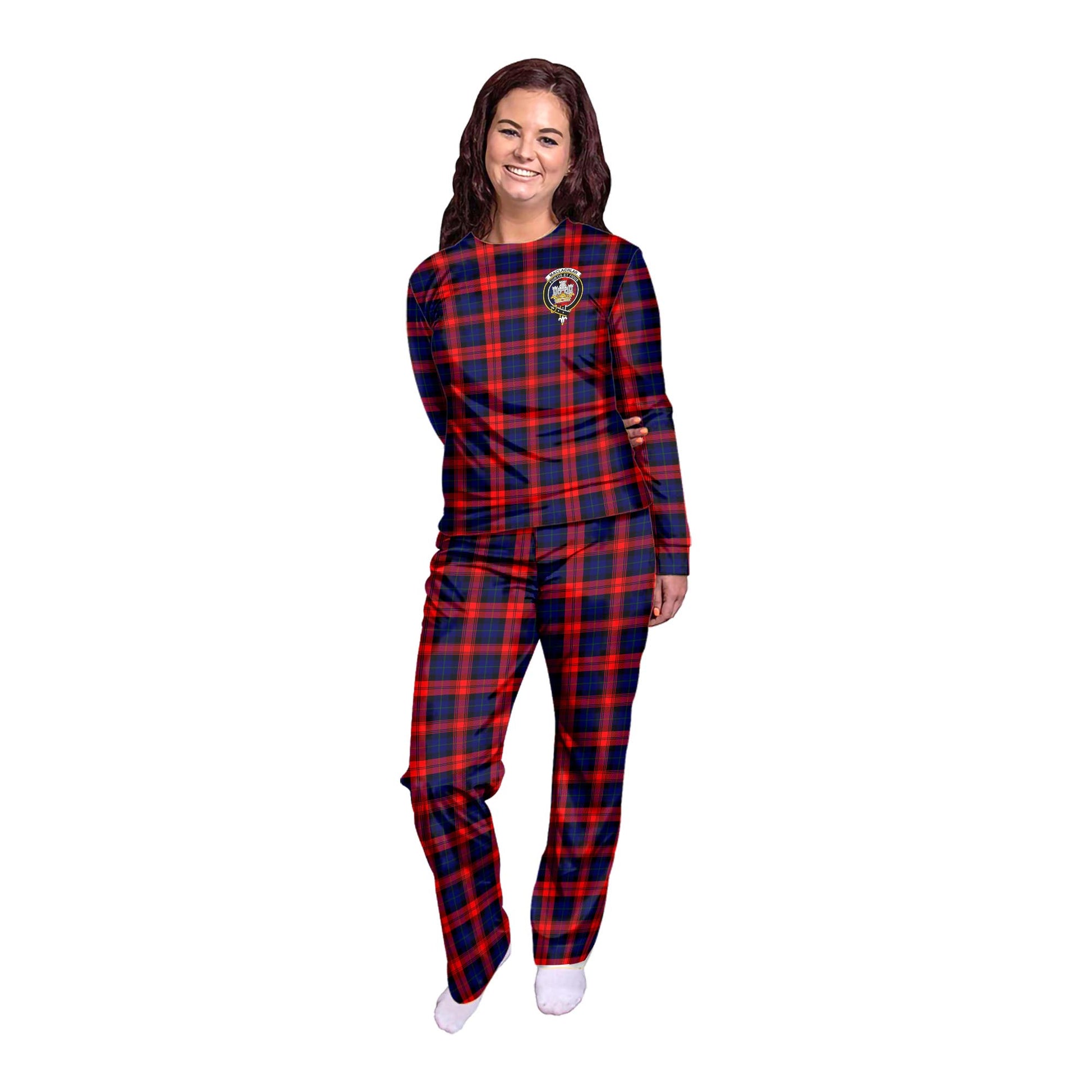 MacLachlan Modern Tartan Pajamas Family Set with Family Crest - Tartanvibesclothing